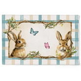 Conjunto de Jogo Americano Retangular Coelhos Xadrez Páscoa 48cm 2 Peças - Ela Decora